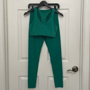 GIRLFRIEND COLLECTIVE women’s biome green float high waisted leggings with bra